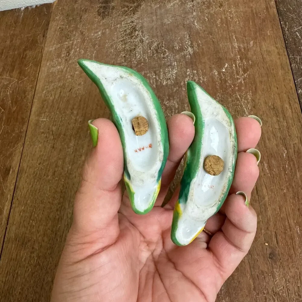 Vintage Japan Porcelain corn salt and pepper‎ shakers Cork stoppers